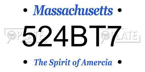 524BT7 Massachusetts License Plate