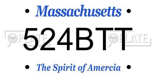 524BTT Massachusetts License Plate