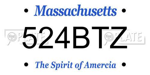 524BTZ Massachusetts License Plate