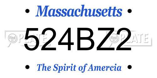 524BZ2 Massachusetts License Plate