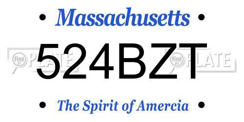 524BZT Massachusetts License Plate