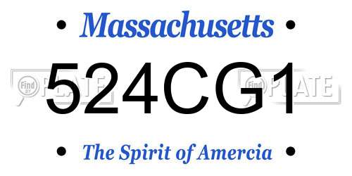 524CG1 Massachusetts License Plate