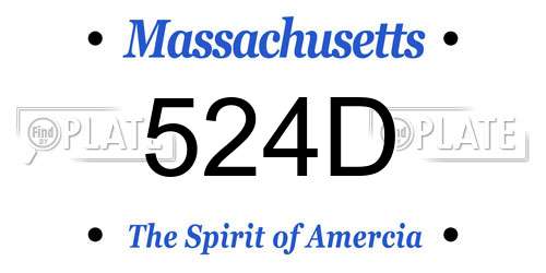 524D Massachusetts License Plate