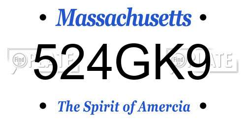 524GK9 Massachusetts License Plate