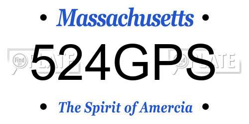 524GPS Massachusetts License Plate
