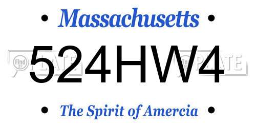 524HW4 Massachusetts License Plate