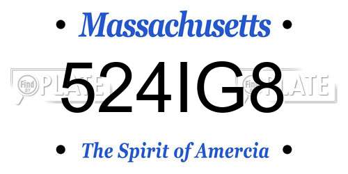524IG8 Massachusetts License Plate