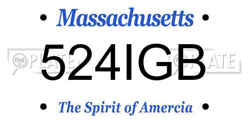 524IGB Massachusetts License Plate