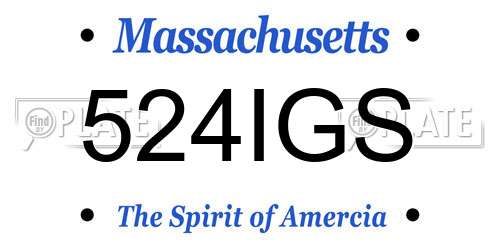 524IGS Massachusetts License Plate
