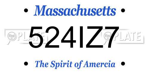 524IZ7 Massachusetts License Plate