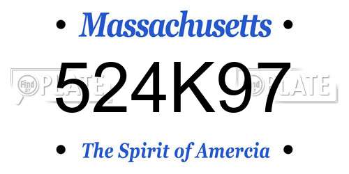 524K97 Massachusetts License Plate