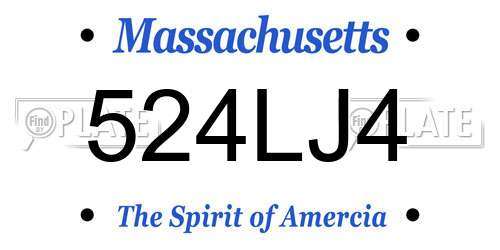 524LJ4 Massachusetts License Plate