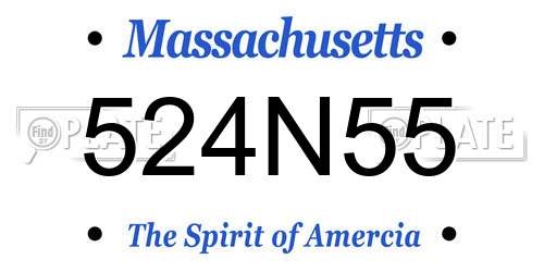 524N55 Massachusetts License Plate