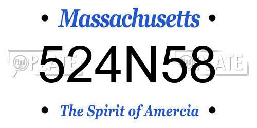 524N58 Massachusetts License Plate
