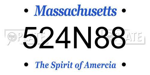 524N88 Massachusetts License Plate
