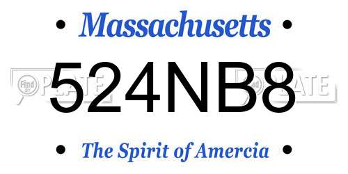 524NB8 Massachusetts License Plate