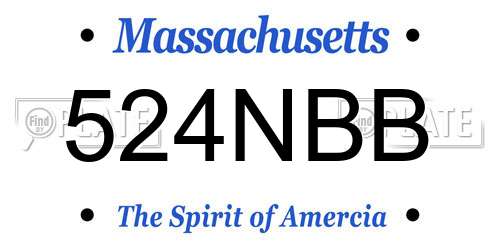 524NBB Massachusetts License Plate