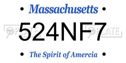 524NF7 Massachusetts License Plate