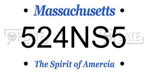 524NS5 Massachusetts License Plate