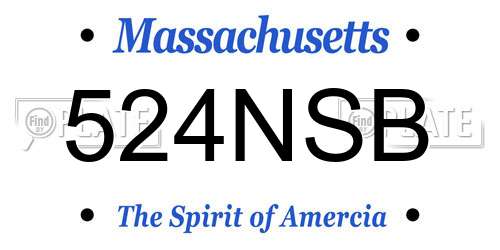 524NSB Massachusetts License Plate
