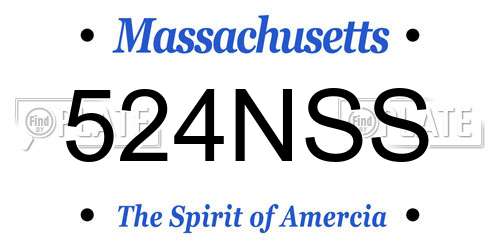 524NSS Massachusetts License Plate