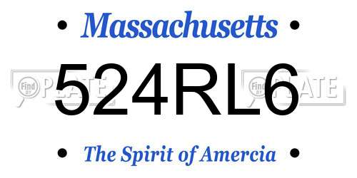 524RL6 Massachusetts License Plate