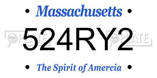 524RY2 Massachusetts License Plate