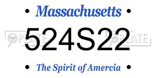 524S22 Massachusetts License Plate