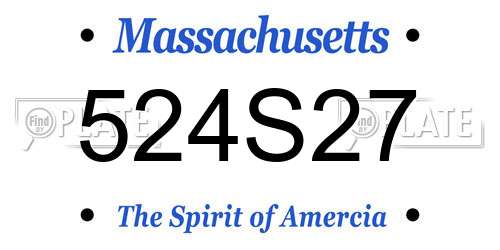 524S27 Massachusetts License Plate