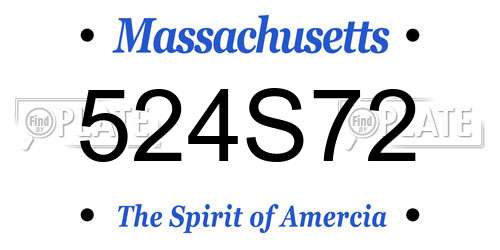 524S72 Massachusetts License Plate