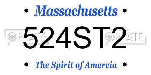 524ST2 Massachusetts License Plate