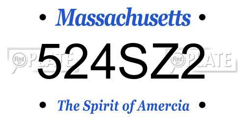 524SZ2 Massachusetts License Plate