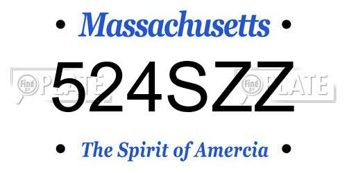 524SZZ Massachusetts License Plate