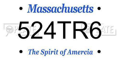 524TR6 Massachusetts License Plate