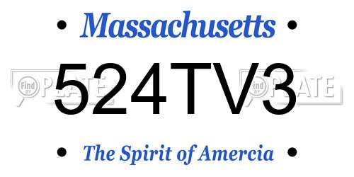 524TV3 Massachusetts License Plate
