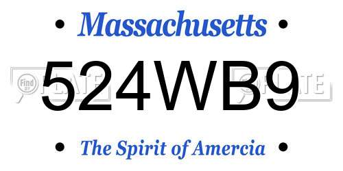 524WB9 Massachusetts License Plate
