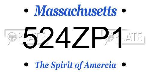 524ZP1 Massachusetts License Plate