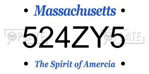 524ZY5 Massachusetts License Plate