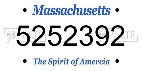 5252392 Massachusetts License Plate
