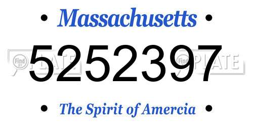 5252397 Massachusetts License Plate