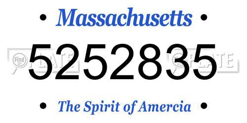 5252835 Massachusetts License Plate
