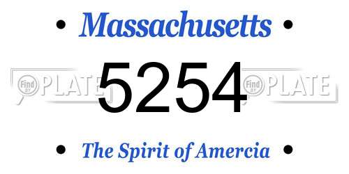 5254 Massachusetts License Plate