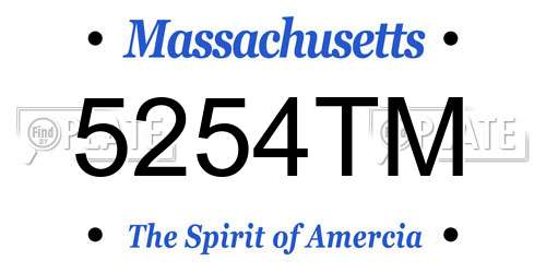5254TM Massachusetts License Plate