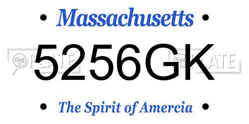 5256GK Massachusetts License Plate