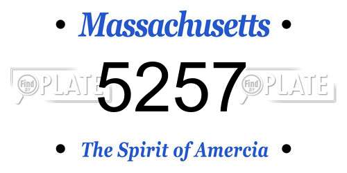 5257 Massachusetts License Plate