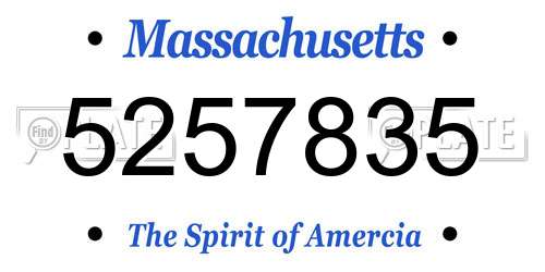 5257835 Massachusetts License Plate