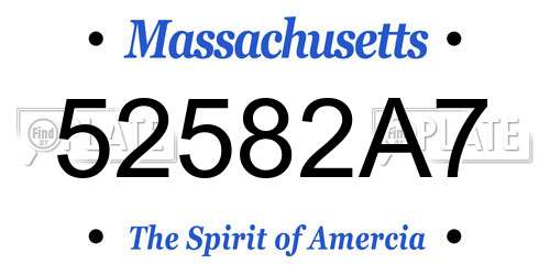 52582A7 Massachusetts License Plate