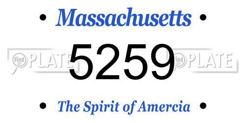 5259 Massachusetts License Plate