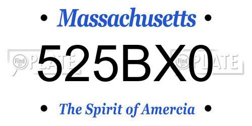 525BX0 Massachusetts License Plate