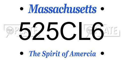 525CL6 Massachusetts License Plate